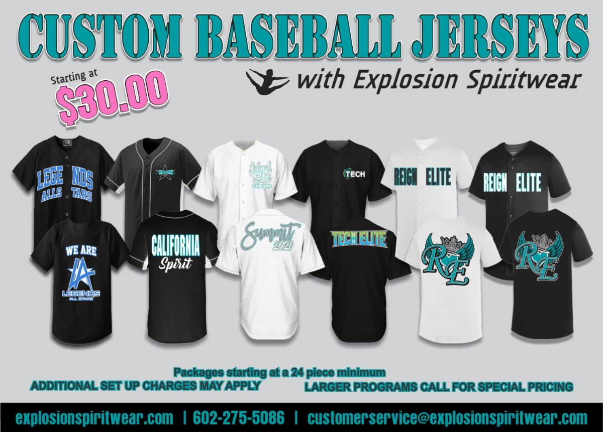 custom cheer baseball jerseys